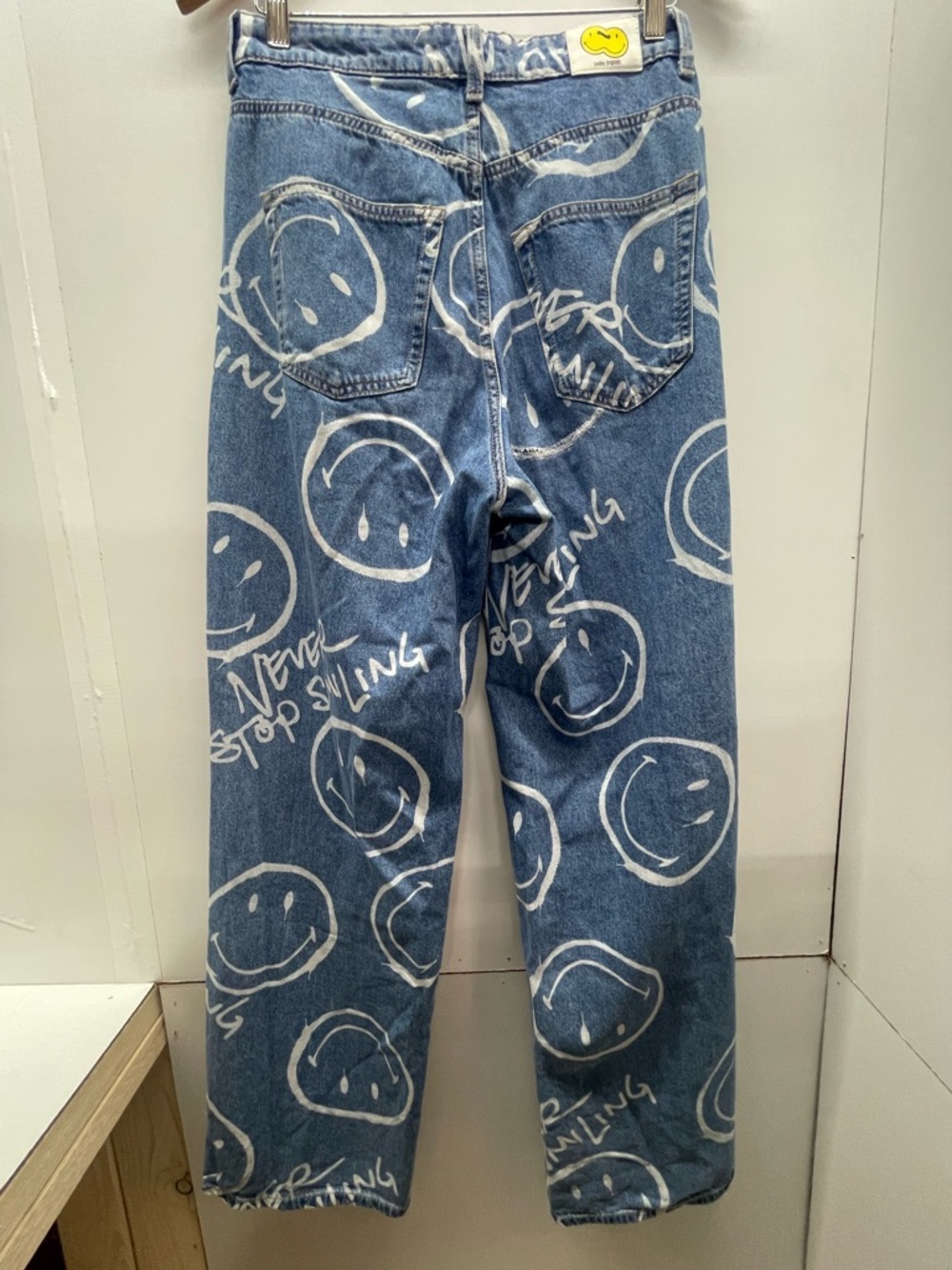 Smiley x H&M Smile Face Allover Print Wide Leg High Rise Baggy Loose Relaxed - Picture 4 of 6